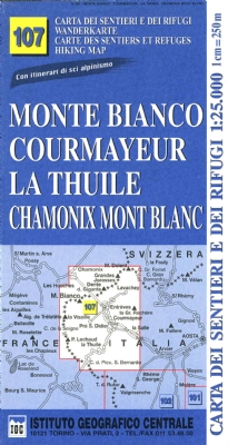 107 Monte Bianco, Courmayeur, La Thuile, Chamonix Mont Blanc (1/25000)