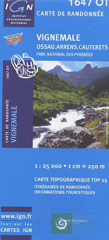 1647OT Vignemale, Ossau, Arrens, Cauterets, Parc National des Pyrénées (1/25000)