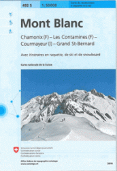 492S Mont Blanc avec itinéraires de Ski (1/50000)